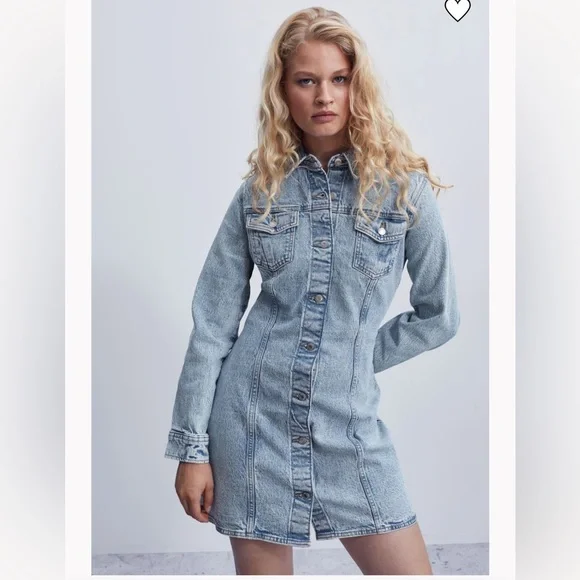 Fitted long sleeve denim dress